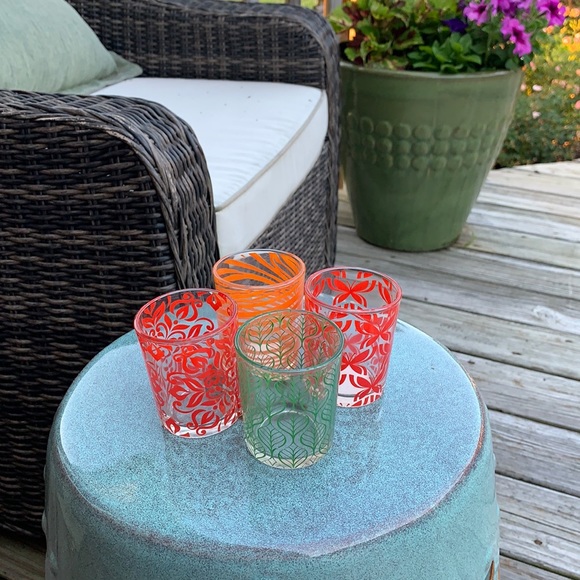 VINTAGE MCM JUICE GLASSES SET OF 4 VARIED PATTERNS